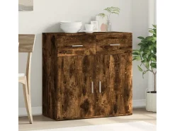 Aparador de roble ahumado 79x38x80 cm madera de ingeniería
