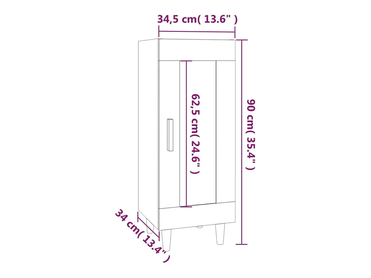 Aparador de roble ahumado 34,5x34x90 cm Madera de ingeniería