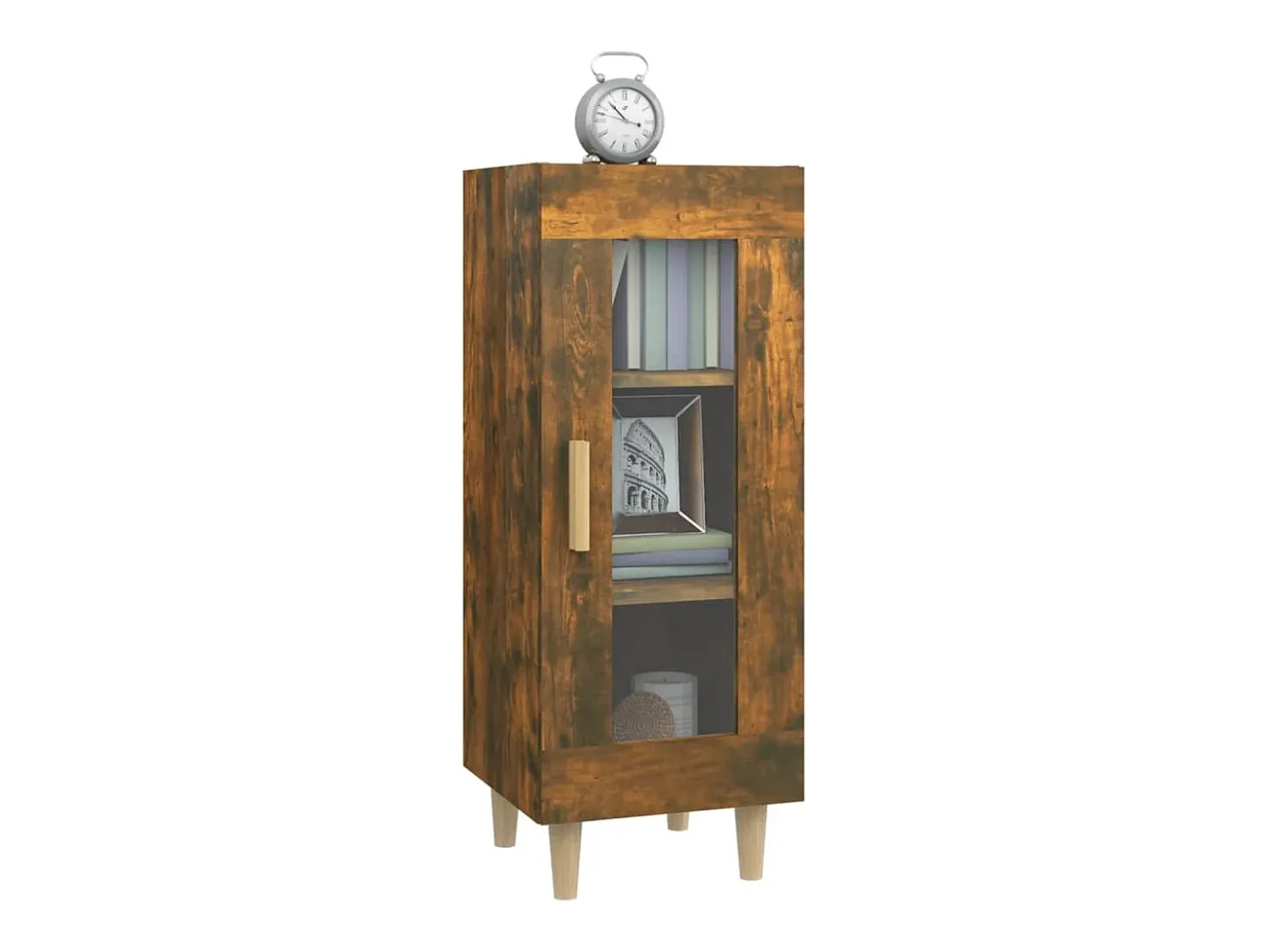 Aparador de roble ahumado 34,5x34x90 cm Madera de ingeniería