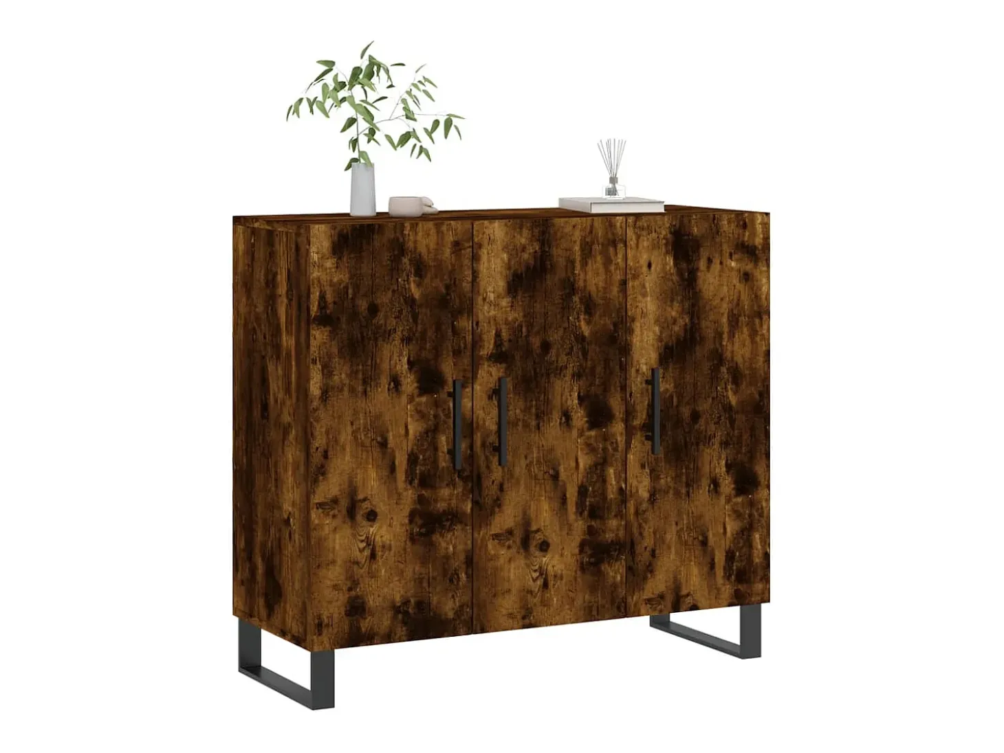 Aparador de roble ahumado 90x34x80 cm madera de ingeniería
