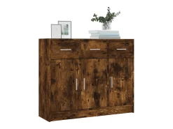Aparador de roble ahumado 91x28x75 cm madera de ingeniería