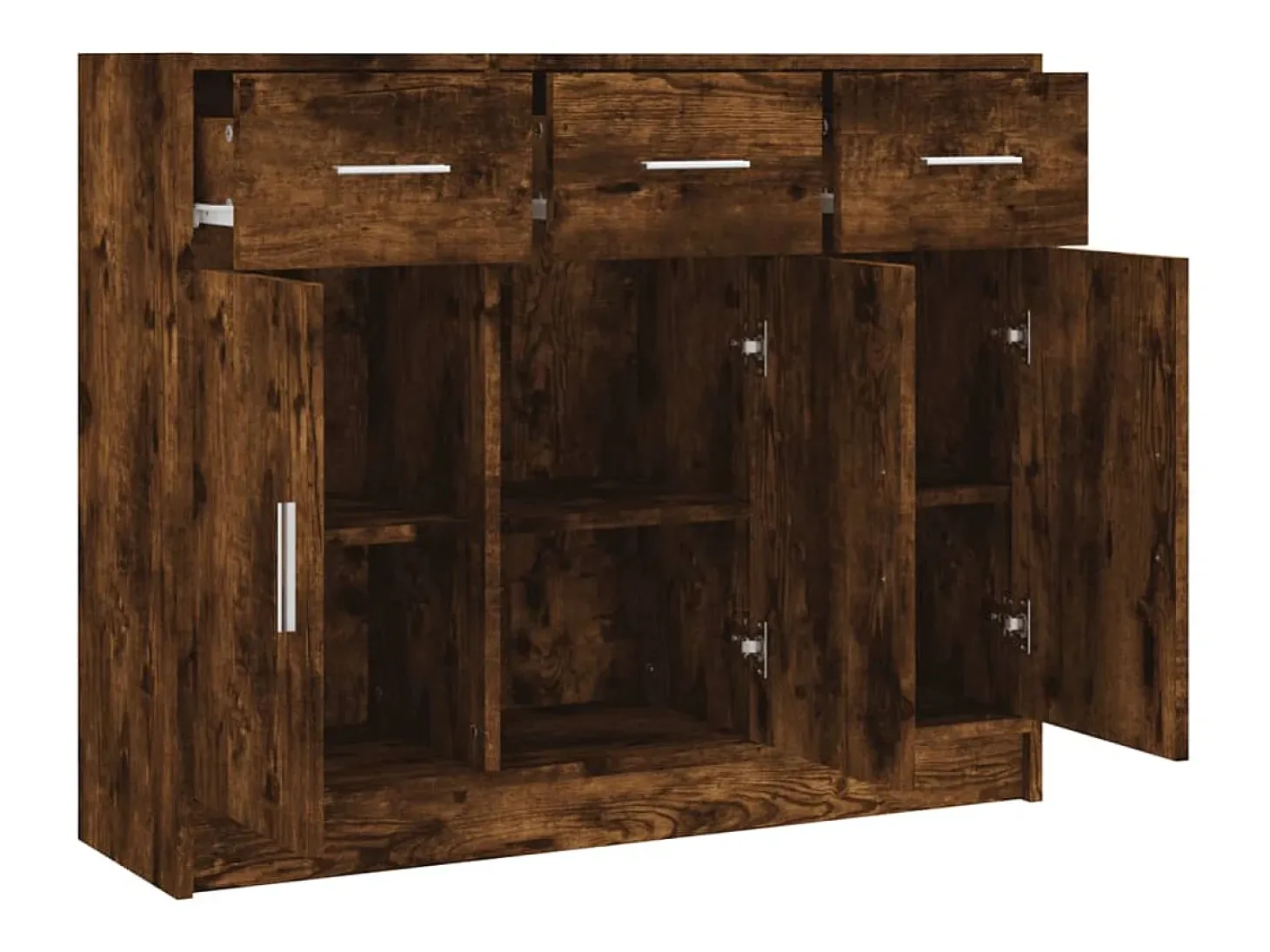 Aparador de roble ahumado 91x28x75 cm madera de ingeniería