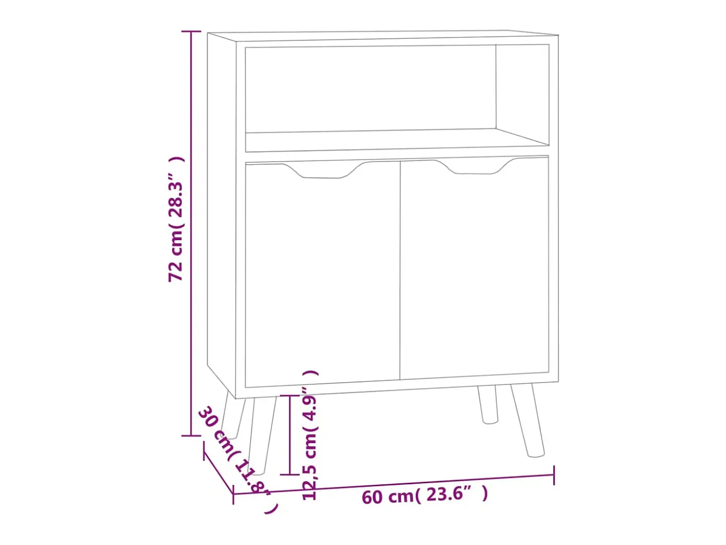 Aparador de roble ahumado 60x30x72 cm madera de ingeniería