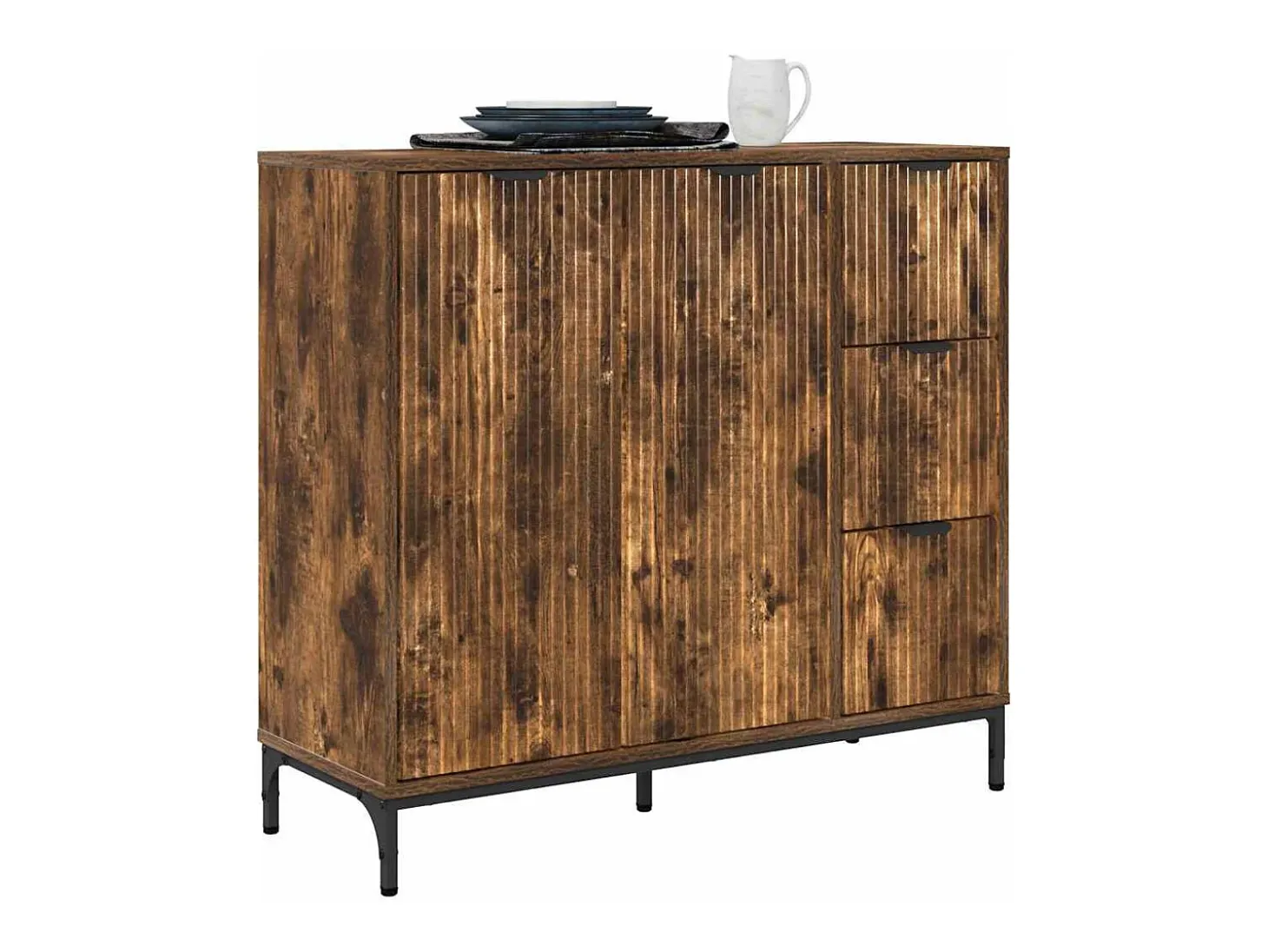 Aparador de roble ahumado 89,5 x 33 x 82 cm Madera de ingeniería