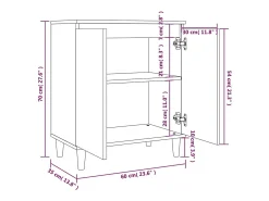 Aparador de roble ahumado 60x35x70 cm Madera de ingeniería