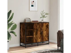 Aparador de roble ahumado 92x35x76 cm madera de ingeniería