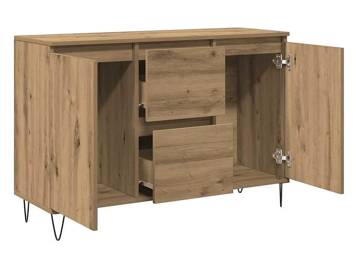Aparador de roble artesanal 104x35x70 cm madera de ingeniería