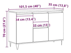 Aparador de roble artesanal 104x35x70 cm madera de ingeniería