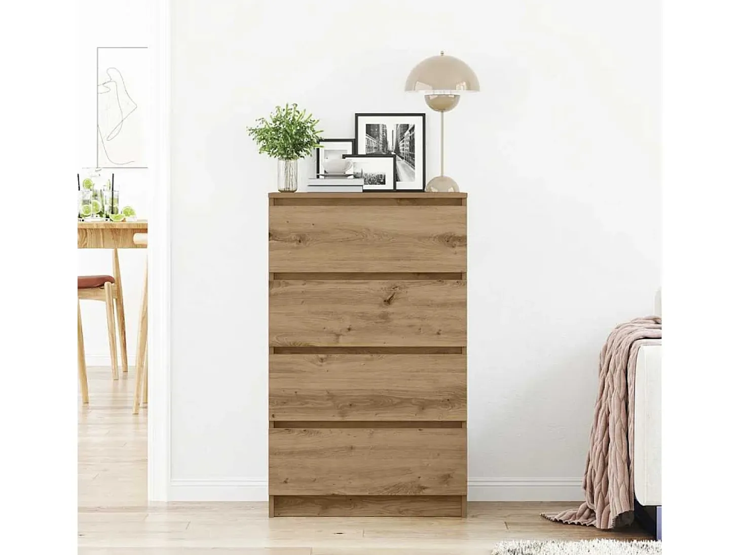 Aparador de roble artesanal 60x35x98,5 cm madera de ingeniería