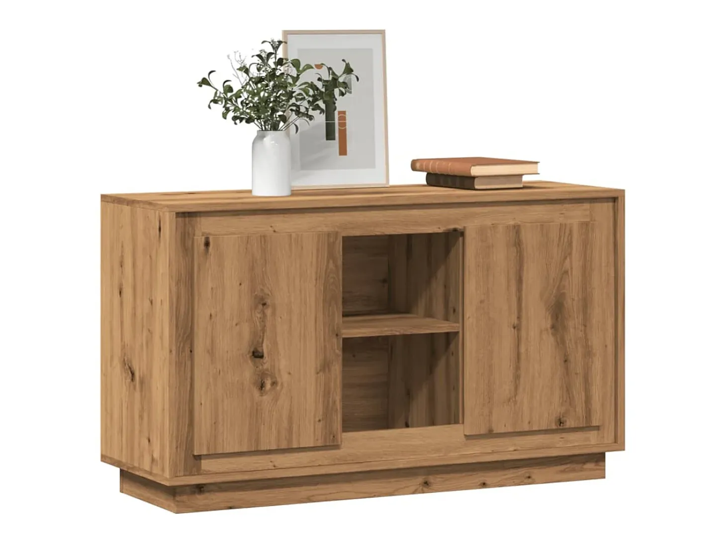 Aparador de roble artesanal 102x35x60 cm madera de ingeniería