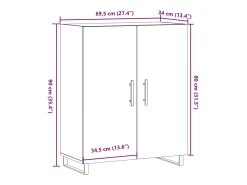 Aparador de roble artesanal 69,5x34x90 cm madera de ingeniería