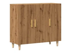 Aparador de roble artesanal 90x34x80 cm madera de ingeniería