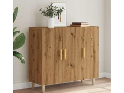 Aparador de roble artesanal 90x34x80 cm madera de ingeniería