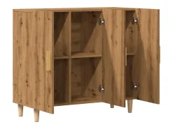 Aparador de roble artesanal 90x34x80 cm madera de ingeniería