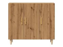Aparador de roble artesanal 90x34x80 cm madera de ingeniería