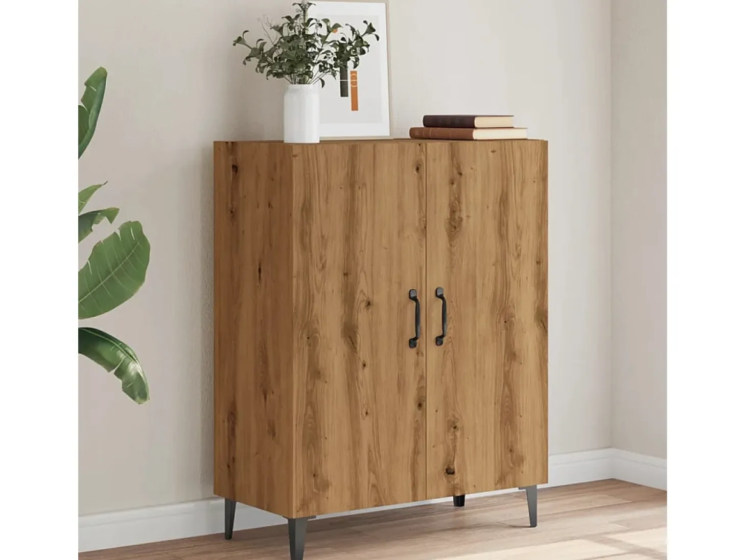 Aparador de roble artesanal 70x34x90 cm madera de ingeniería