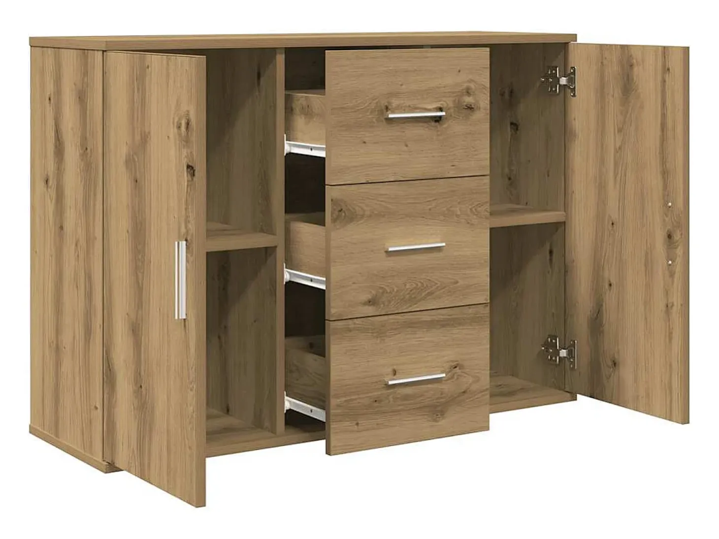 Aparador de roble artesanal 90x29,5x65 cm madera de ingeniería