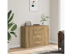 Aparador de roble artesanal 90x29,5x65 cm madera de ingeniería