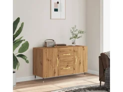 Aparador de roble artesanal 100x36x60 cm madera de ingeniería