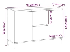 Aparador de roble artesanal 102x35x70 cm madera de ingeniería