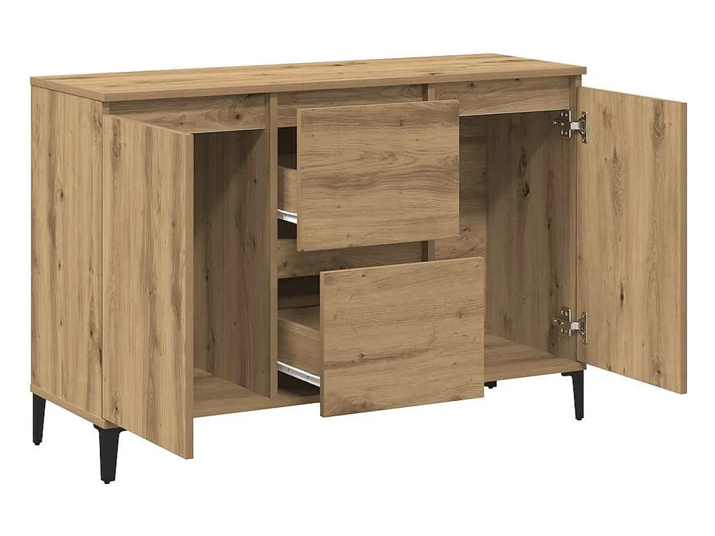 Aparador de roble artesanal 102x35x70 cm madera de ingeniería