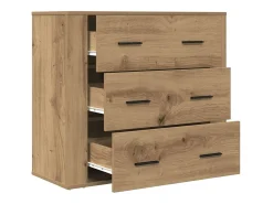 Aparador de roble artesanal 80x33x70 cm madera de ingeniería