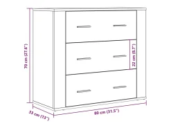 Aparador de roble artesanal 80x33x70 cm madera de ingeniería