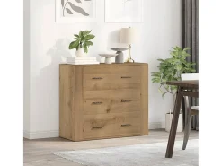 Aparador de roble artesanal 80x33x70 cm madera de ingeniería