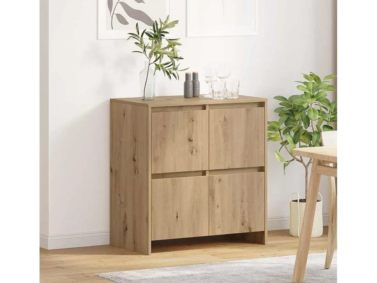 Aparador de roble hecho a mano 70 x 41 x 75 cm Madera de ingeniería