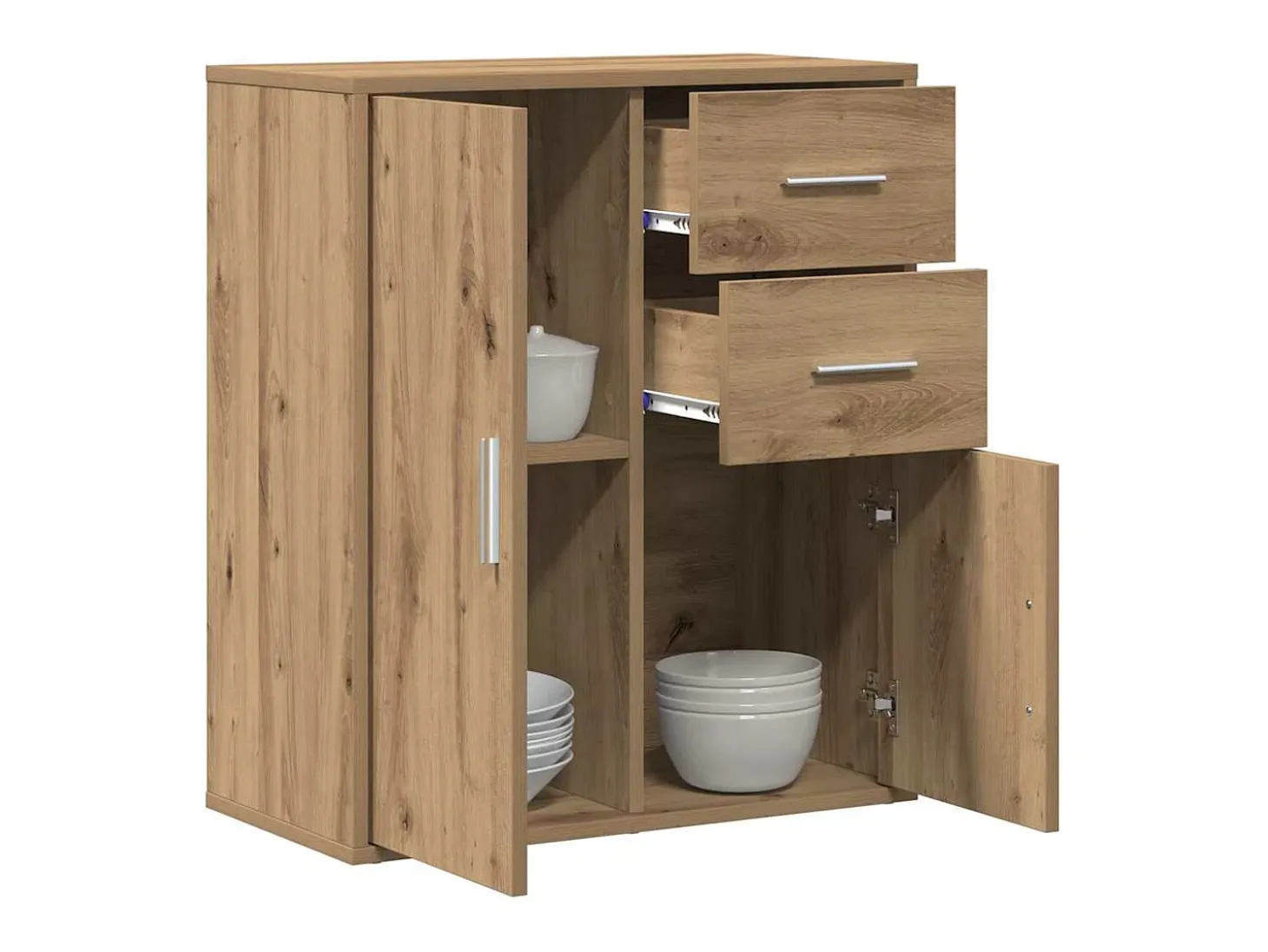 Aparador de roble hecho a mano 60 x 31 x 70 cm Madera de ingeniería