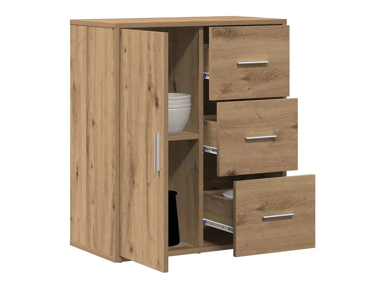 Aparador de roble hecho a mano 60 x 31 x 70 cm Madera de ingeniería