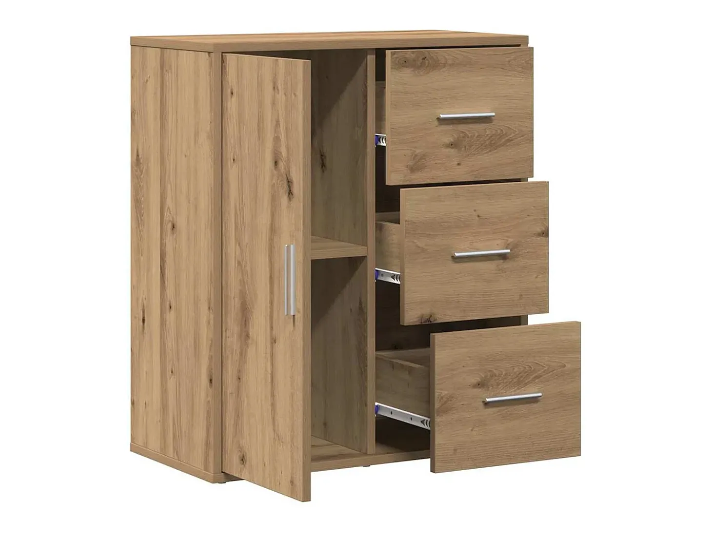 Aparador de roble hecho a mano 60 x 31 x 70 cm Madera de ingeniería
