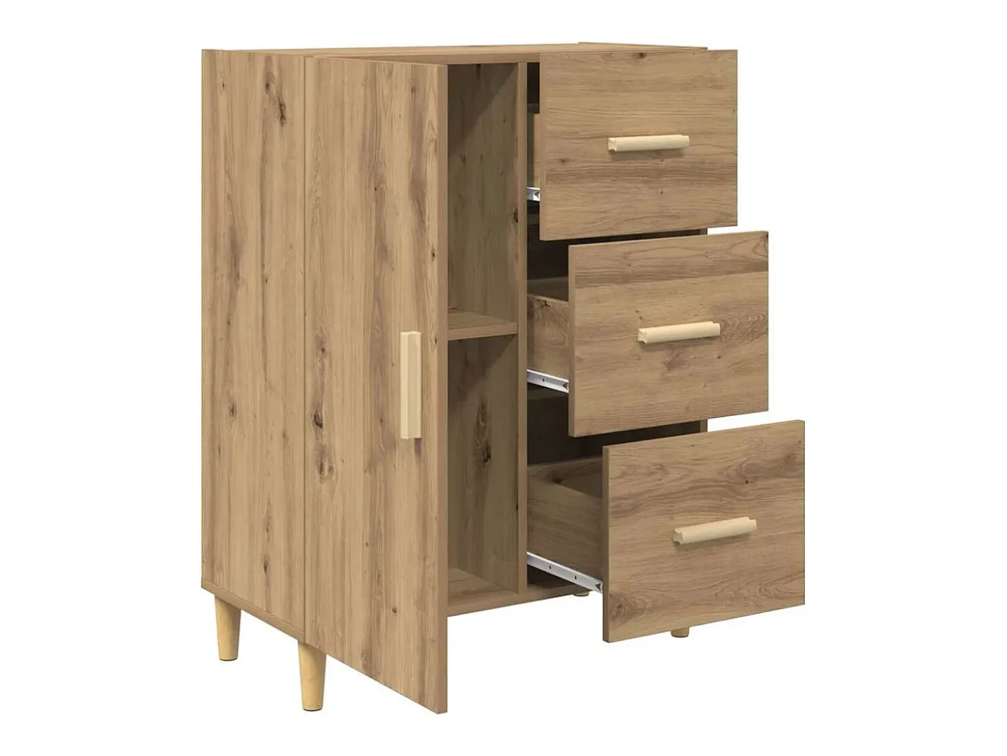 Aparador de roble hecho a mano 34 x 69,5 x 90 cm Madera de ingeniería