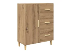 Aparador de roble hecho a mano 34 x 69,5 x 90 cm Madera de ingeniería