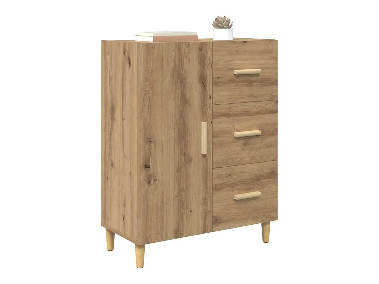 Aparador de roble hecho a mano 34 x 69,5 x 90 cm Madera de ingeniería