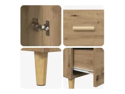 Aparador de roble hecho a mano 34 x 69,5 x 90 cm Madera de ingeniería