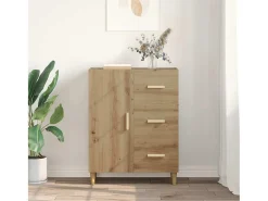 Aparador de roble hecho a mano 34 x 69,5 x 90 cm Madera de ingeniería