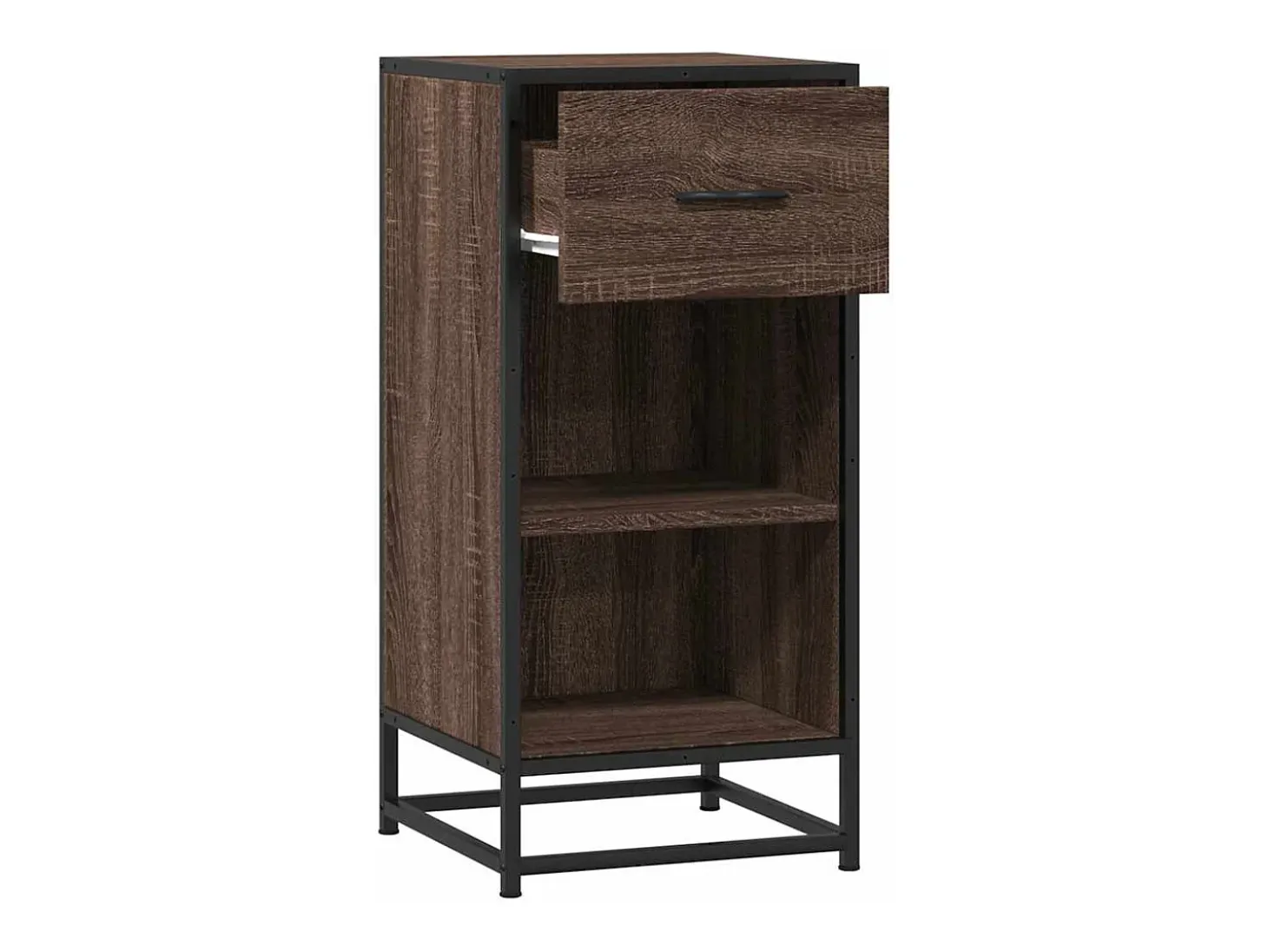 Aparador de roble marrón 35,5x35x76 cm madera contrachapada y metal