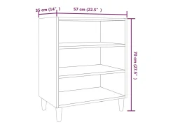 Aparador de roble marrón 57x35x70 cm madera de ingeniería