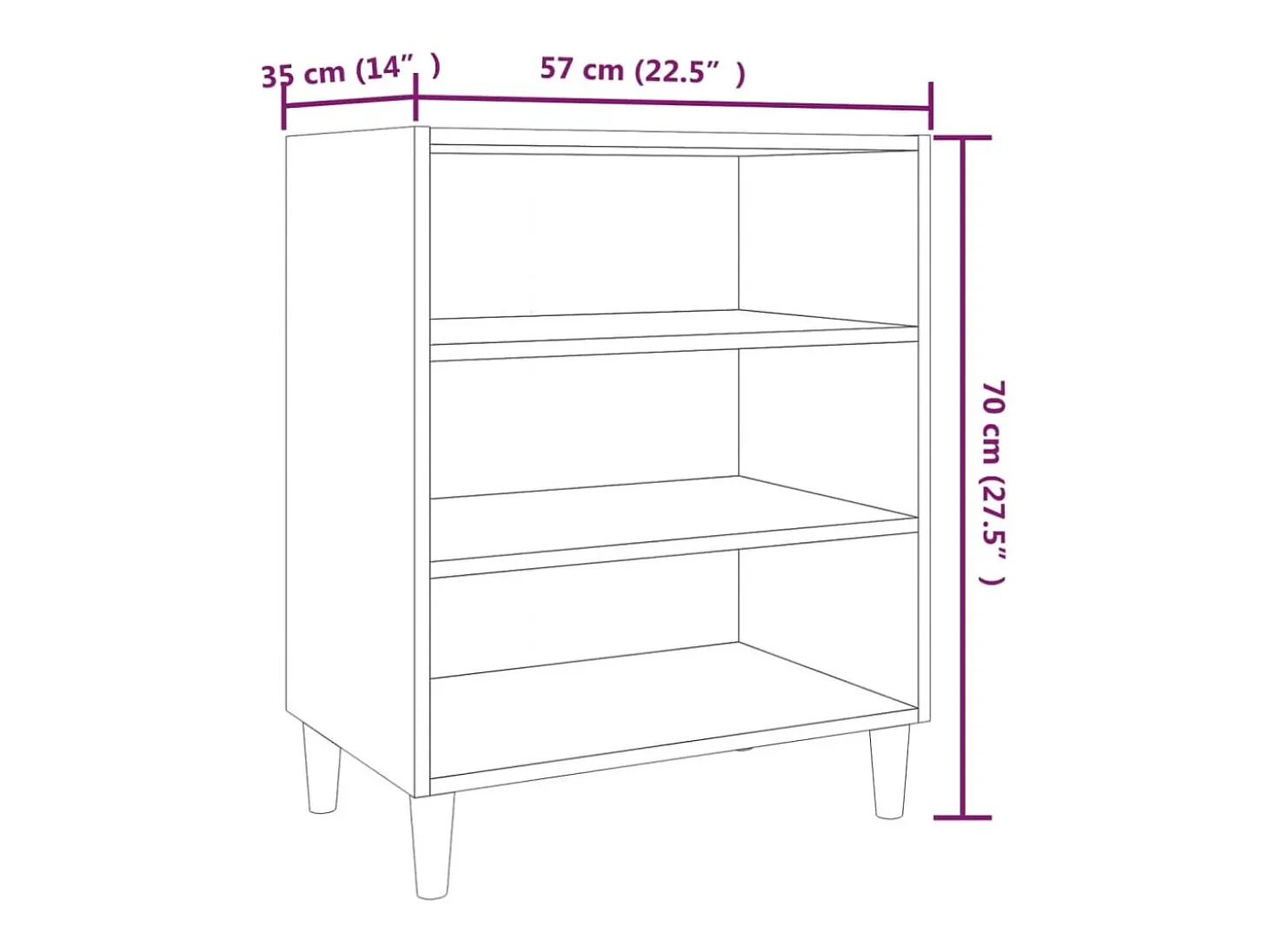 Aparador de roble marrón 57x35x70 cm madera de ingeniería