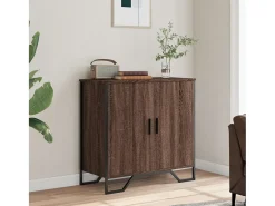 Aparador de roble marrón 78x35,5x74,5 cm madera de ingeniería