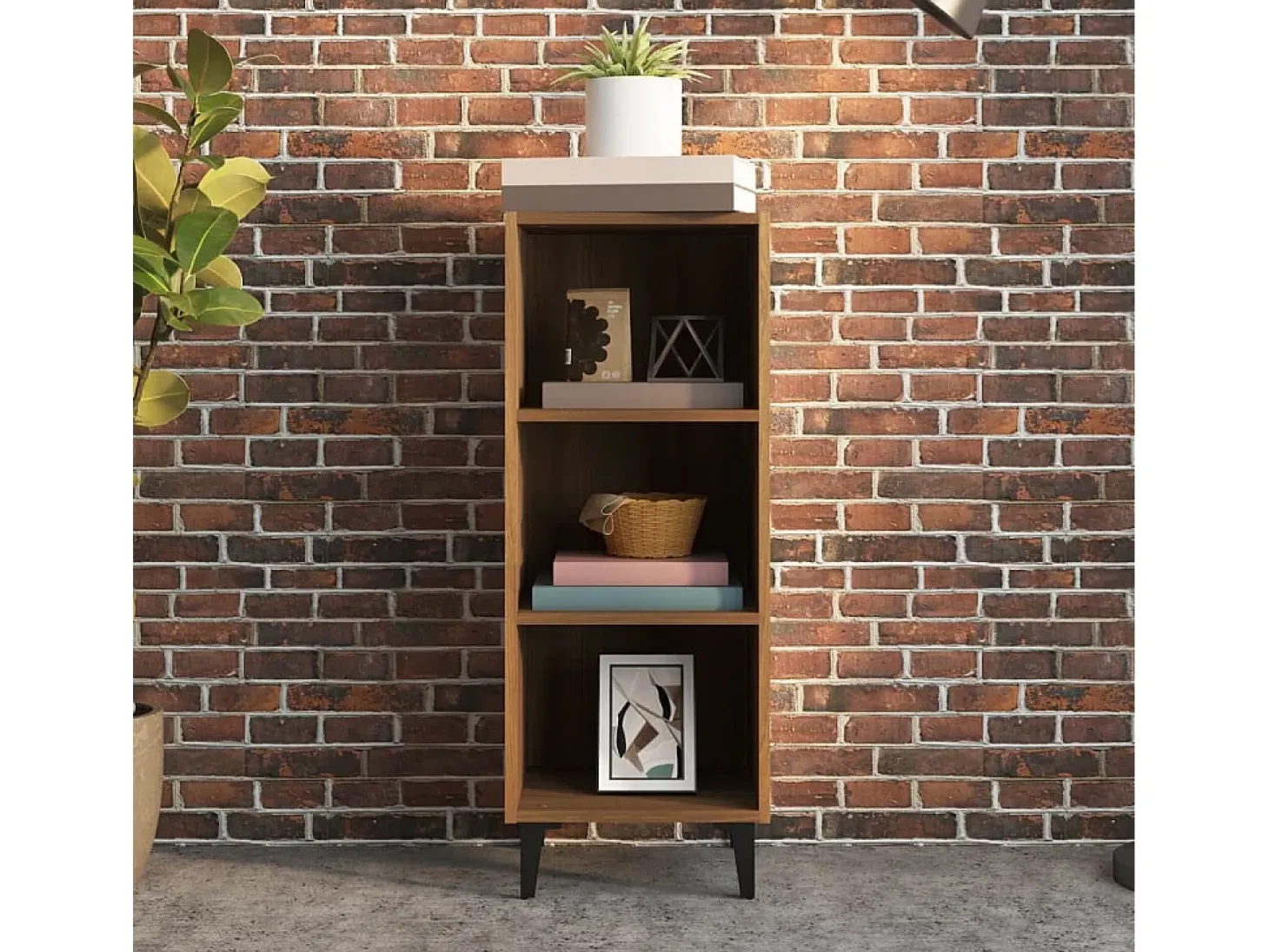 Aparador de roble marrón 34,5x32,5x90 cm madera de ingeniería