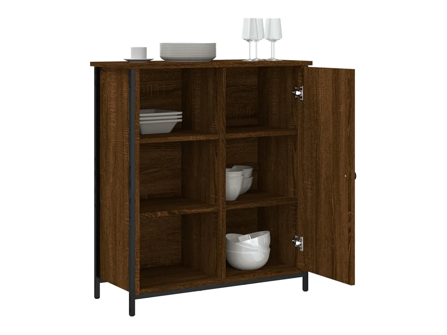 Aparador de roble marrón 70x30x80 cm madera de ingeniería