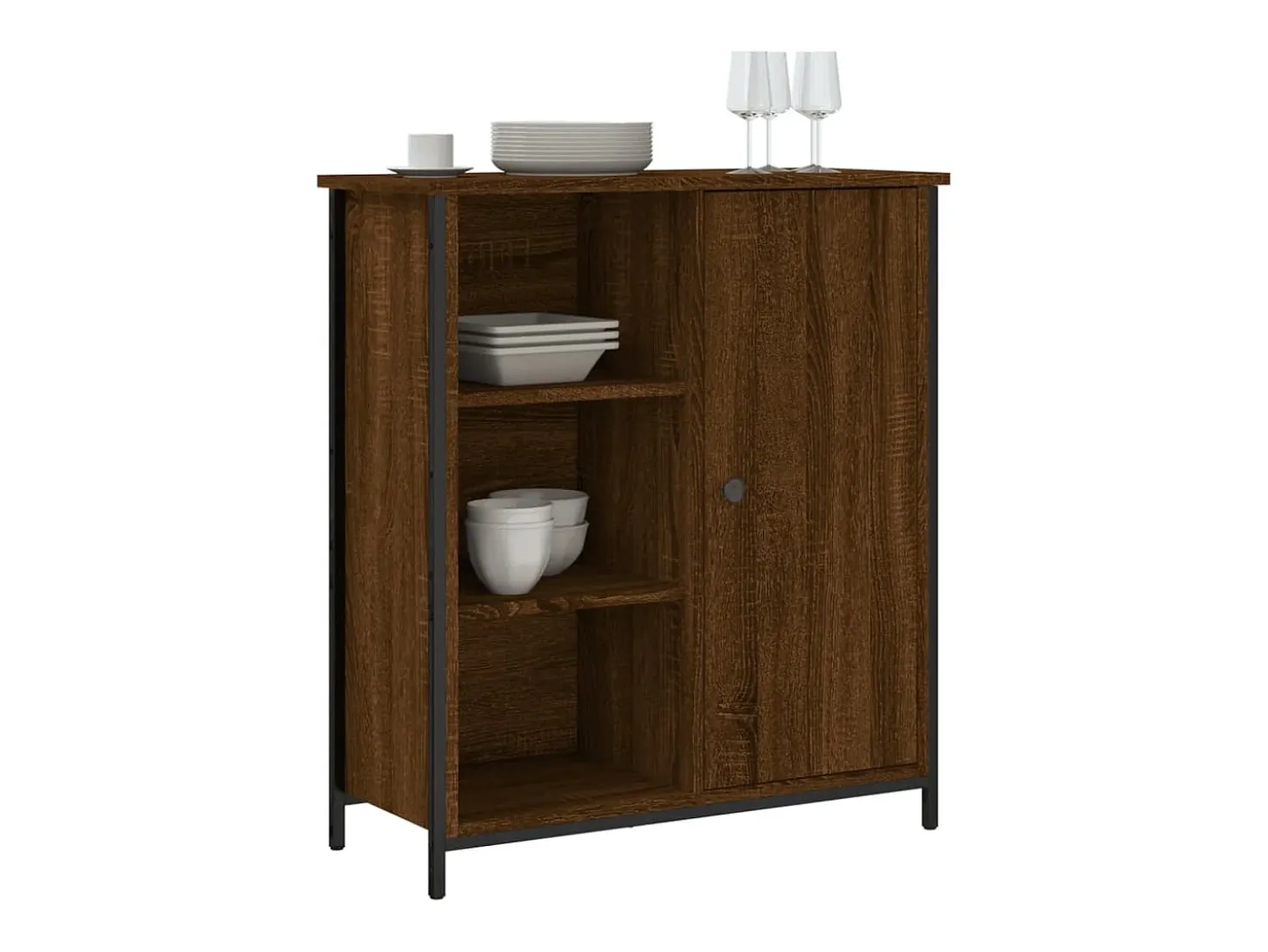 Aparador de roble marrón 70x30x80 cm madera de ingeniería