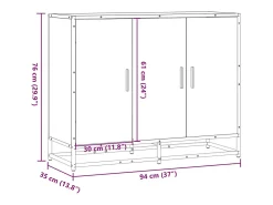 Aparador de roble marrón 94x35x76 cm madera de ingeniería