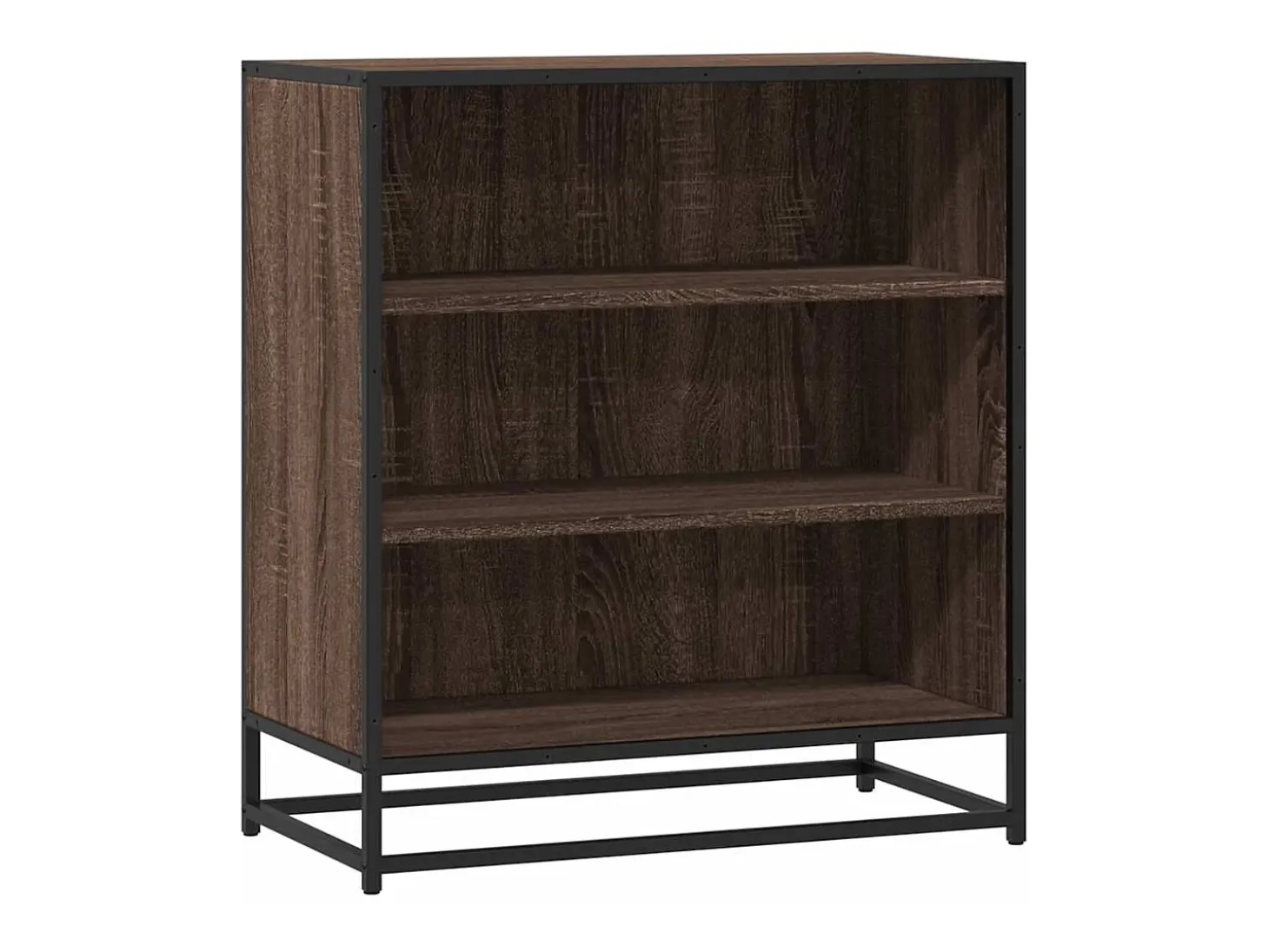 Aparador de roble marrón 68x35x76 cm madera contrachapada y metal