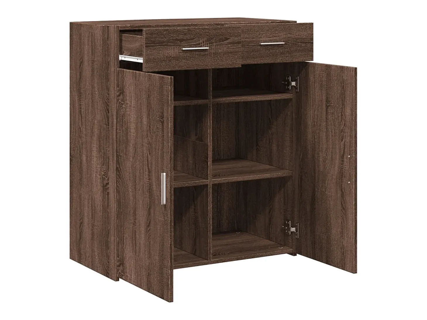 Aparador de roble marrón 80x42,5x93 cm madera de ingeniería