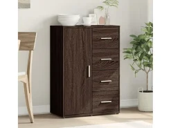 Aparador de roble marrón 60x31x84 cm madera de ingeniería