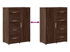 Aparador de roble marrón 60x31x84 cm madera de ingeniería
