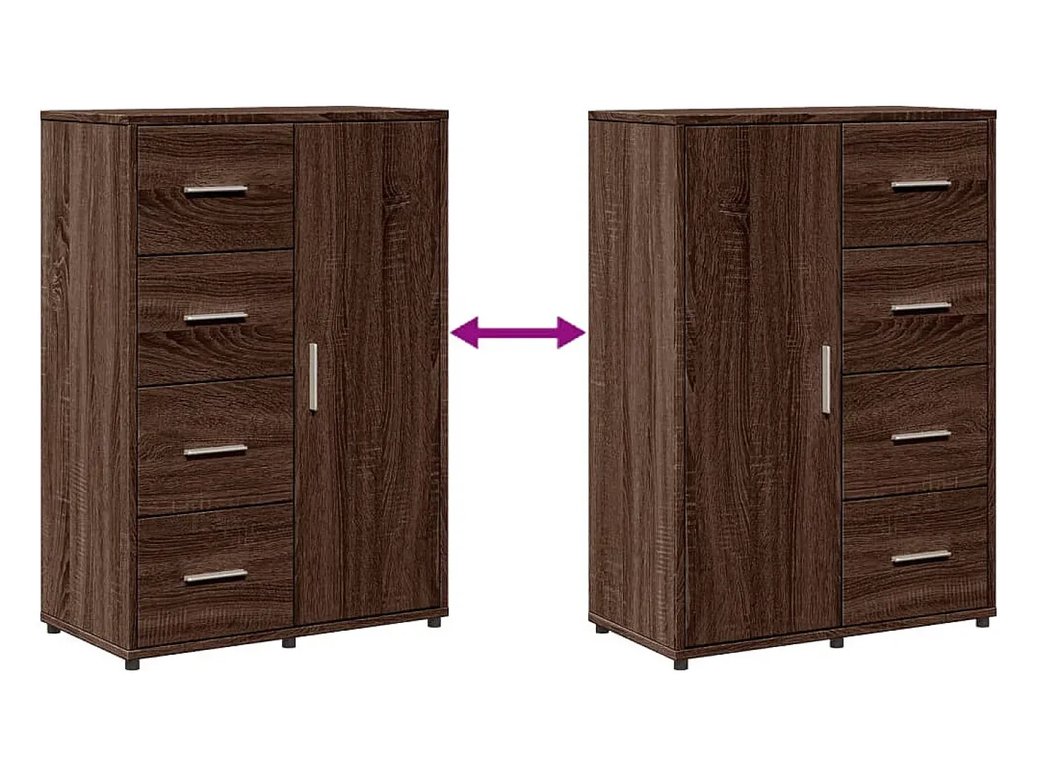 Aparador de roble marrón 60x31x84 cm madera de ingeniería